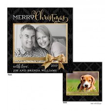 Christmas Digital Photo Cards, Damask Gold Wrap, Take Note Designs